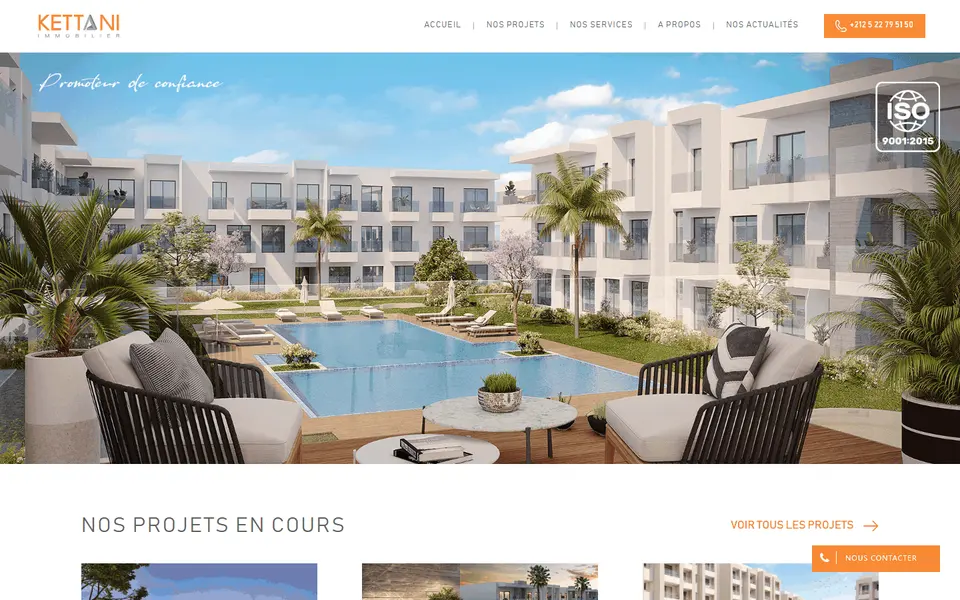 Kettani Immobilier (Real estate developer): home page of the website
