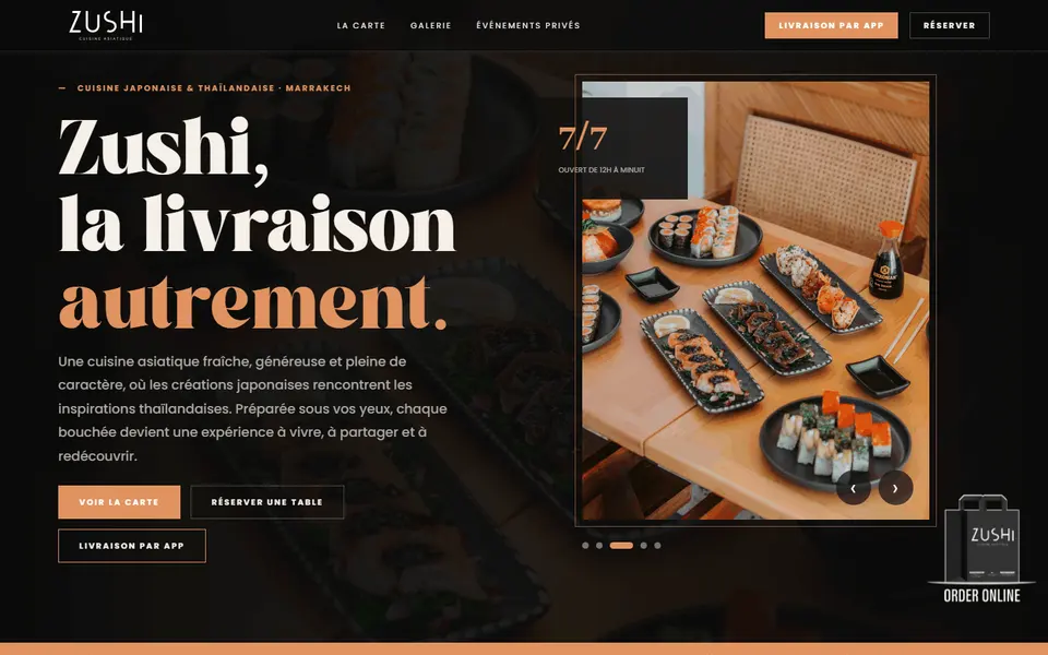 Zushi Marrakech (Restaurant): home page of the website